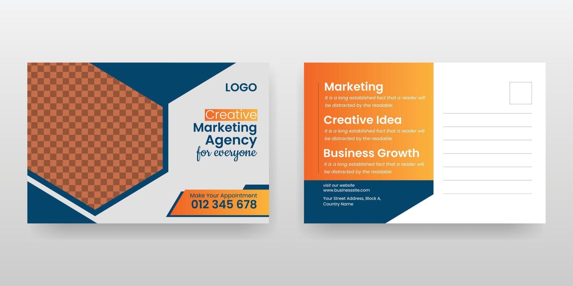 corporate and digital marketing agency postcard template Design vector