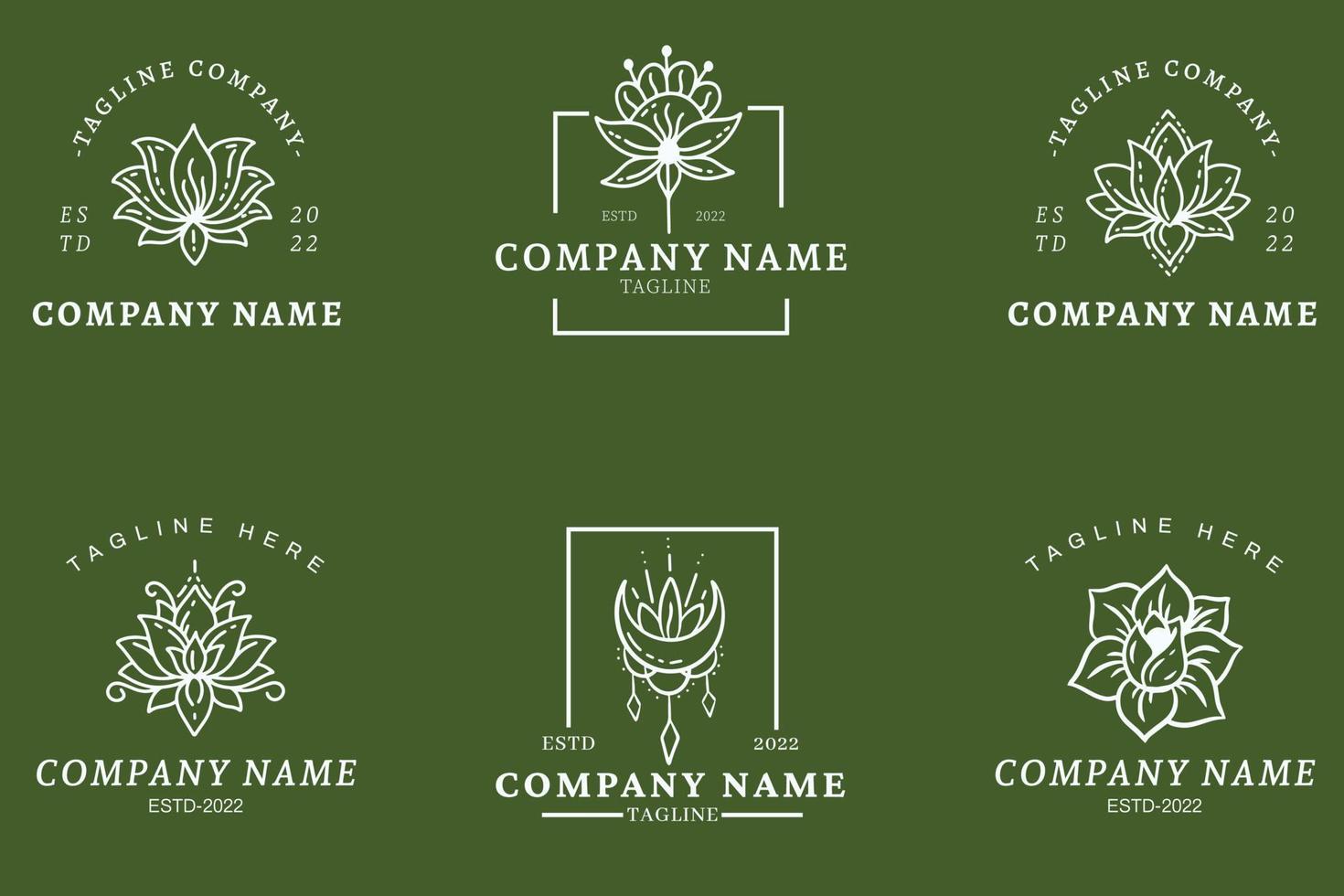 Minimalist Dark Gray Unique Flower Logo Collection Style Dark Green Pastel.  10522813 Vector Art at Vecteezy