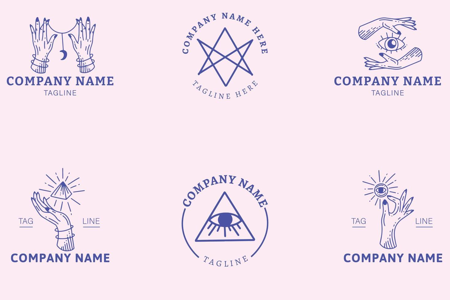 Mystical Purple Minimalist Symbol Logo Template Vintage Gray Style. vector