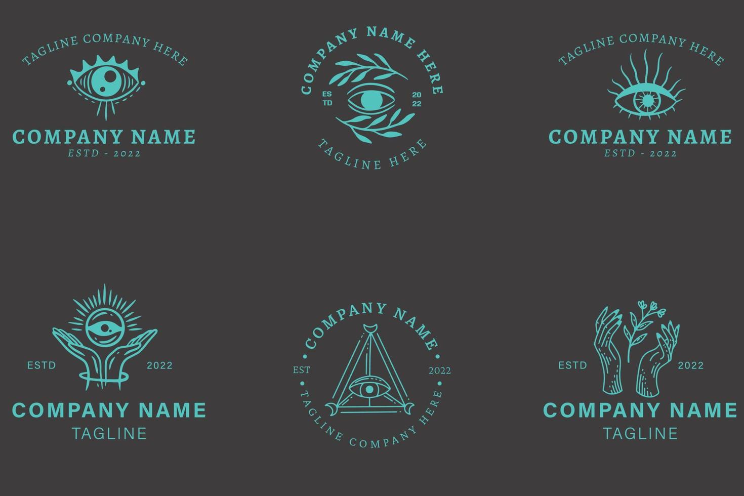 Mystical Light Blue Minimalist Symbol Logo Template Vintage Gray Style. vector