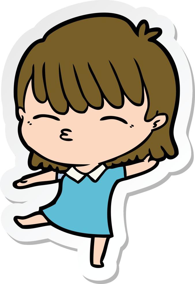 sticker of a cartoon woman vector