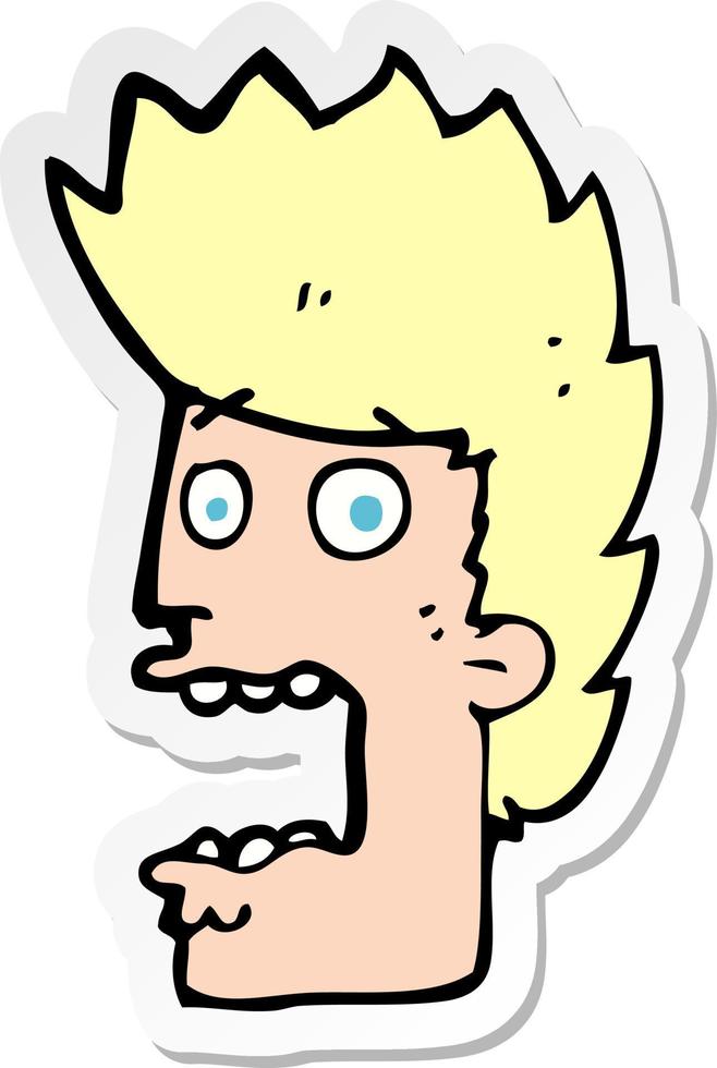 sticker of a cartoon terrified man vector