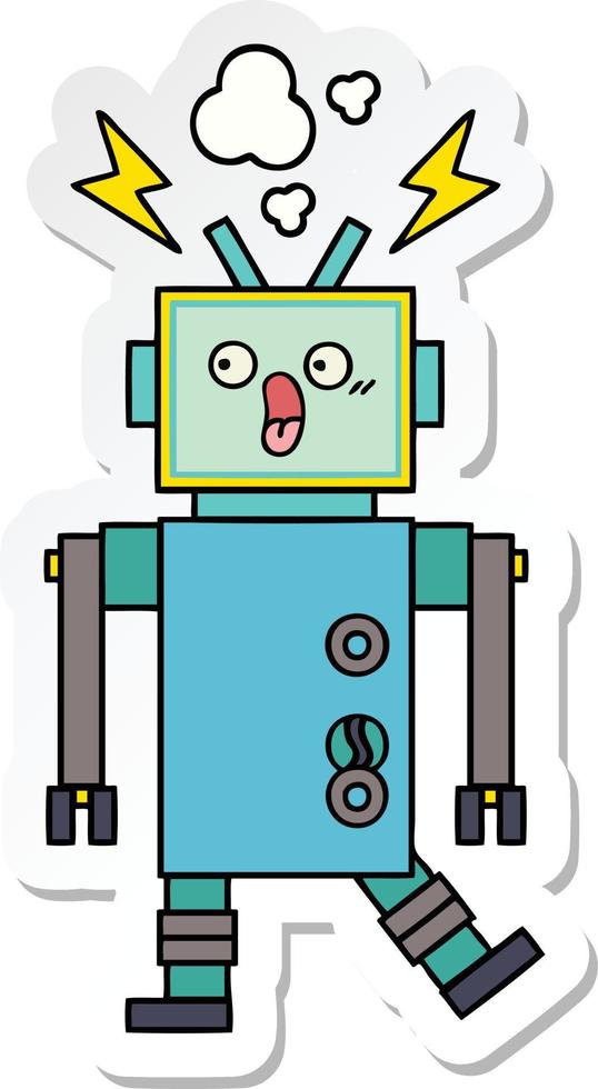 sticker of a cute cartoon robot vector