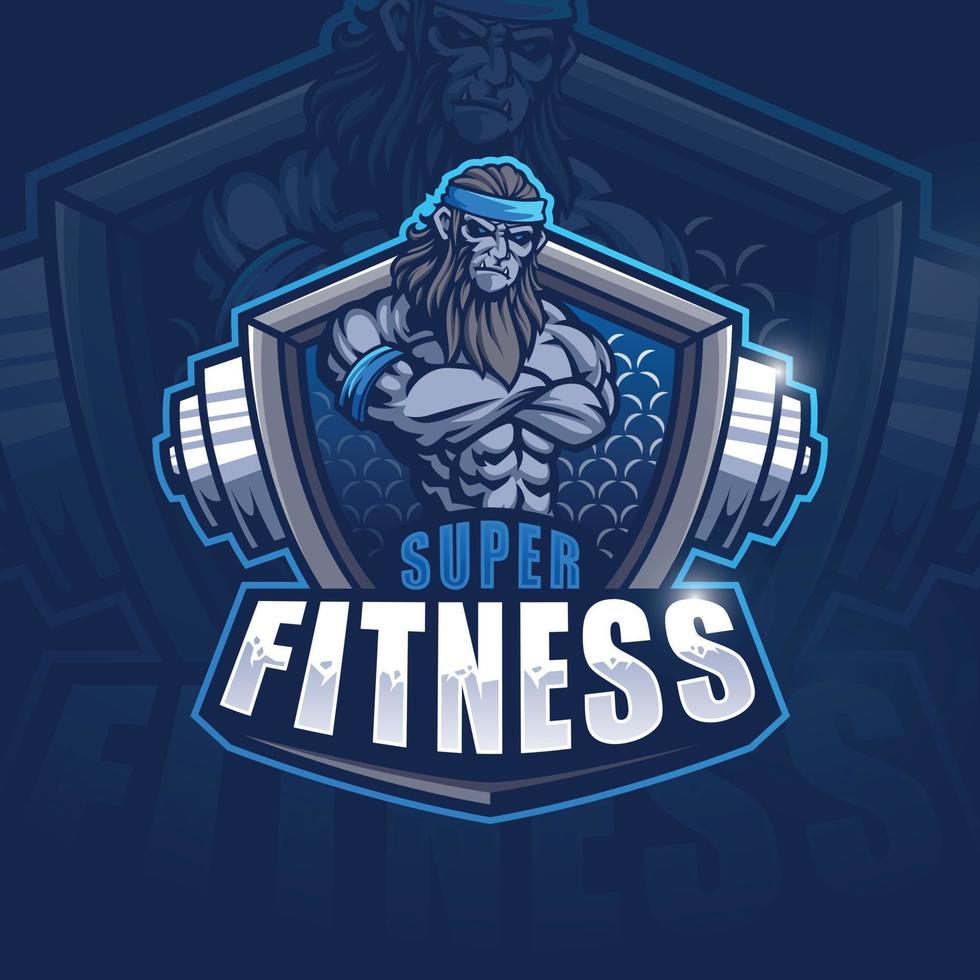 diseño de logotipo de mascota de fitness de mono para esport vector