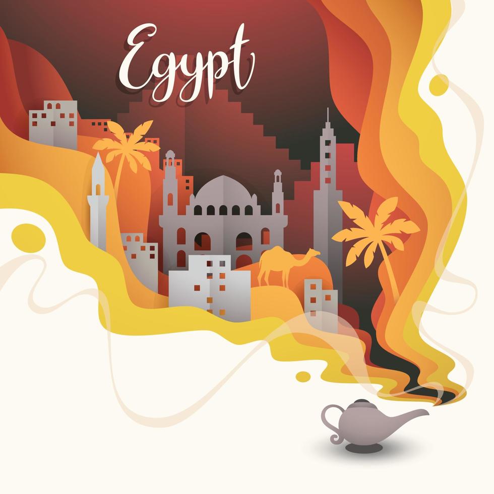 Creative Travel advertising illustration to the egypt for banners or flyers vector