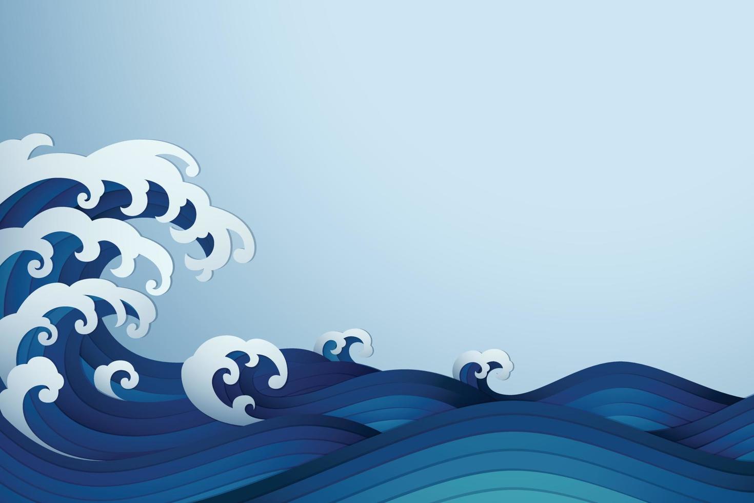 Abstract background with papercut style of rushing wave vector