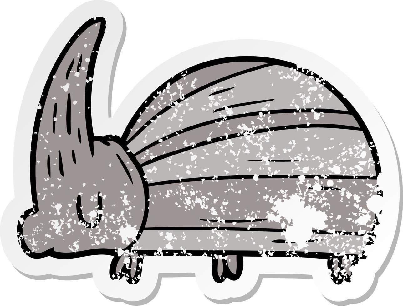 distressed sticker of a giant beetle cartoon vector