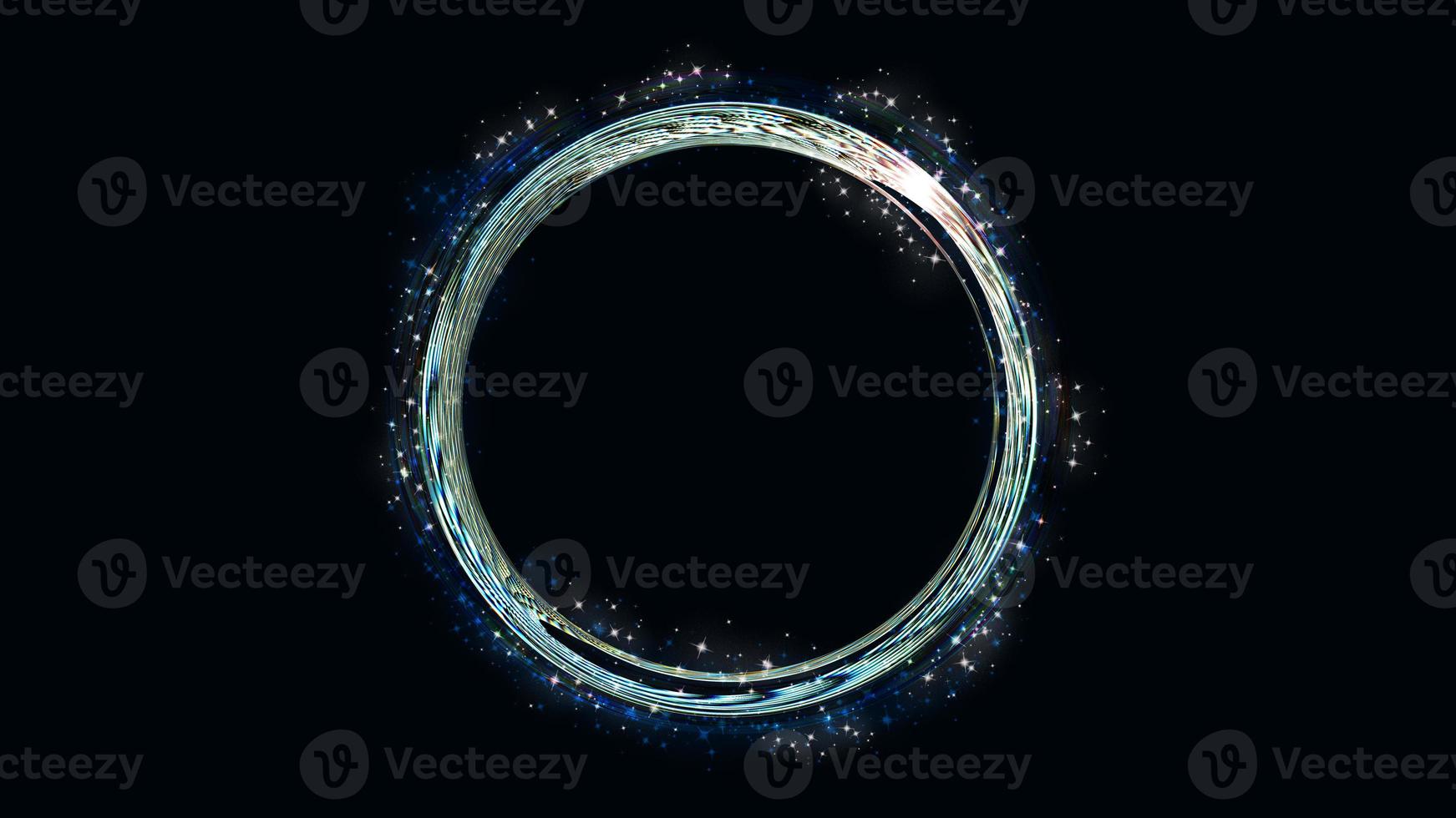 An abstract iridescent magic ring on a black background. photo