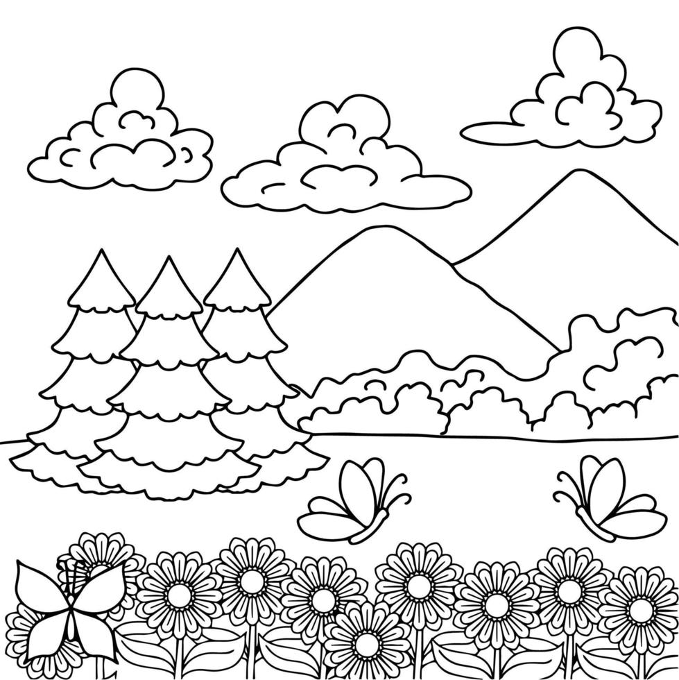 Design Vector Coloring Nature Landscape