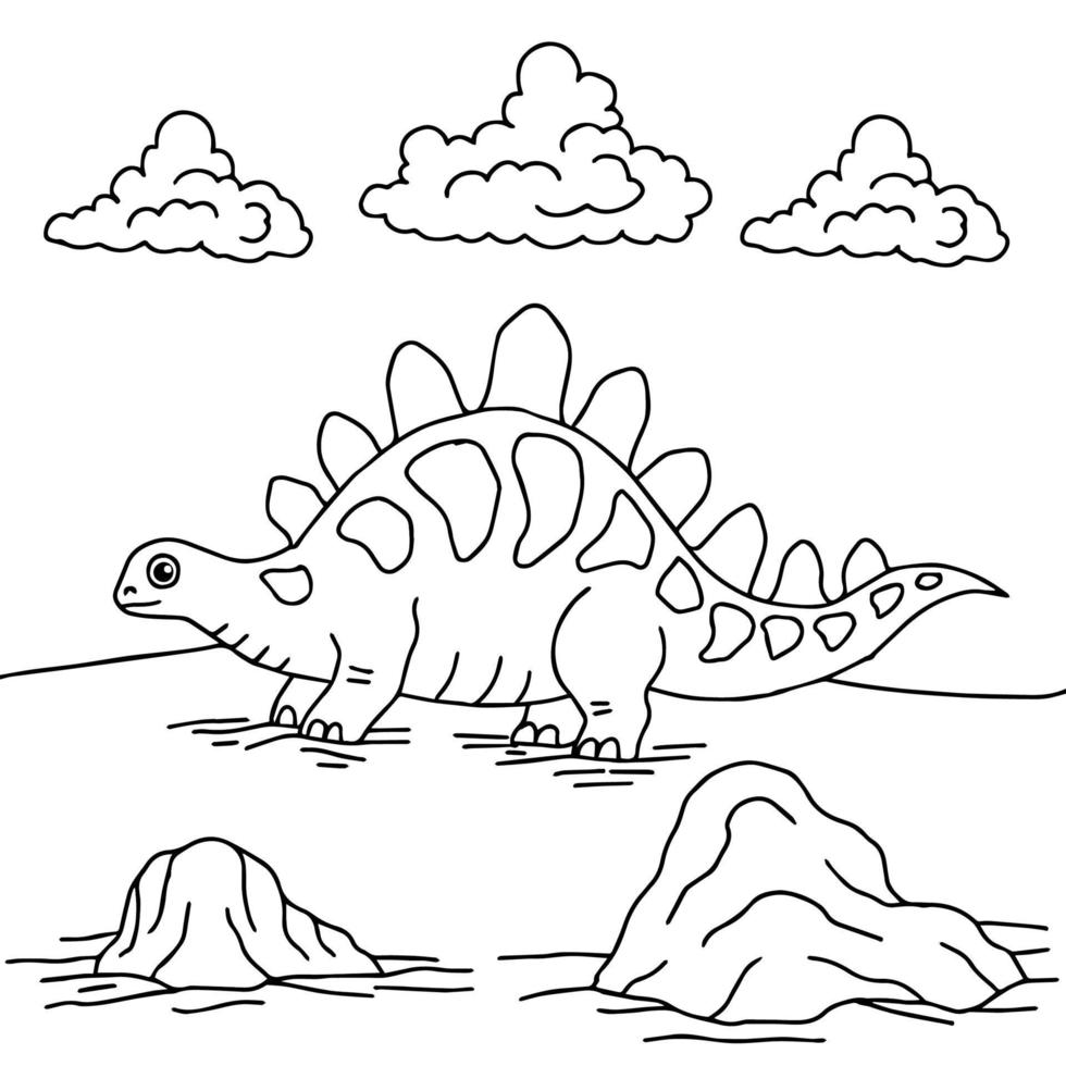 Design Vector Coloring Page Dinosaurus for Kid