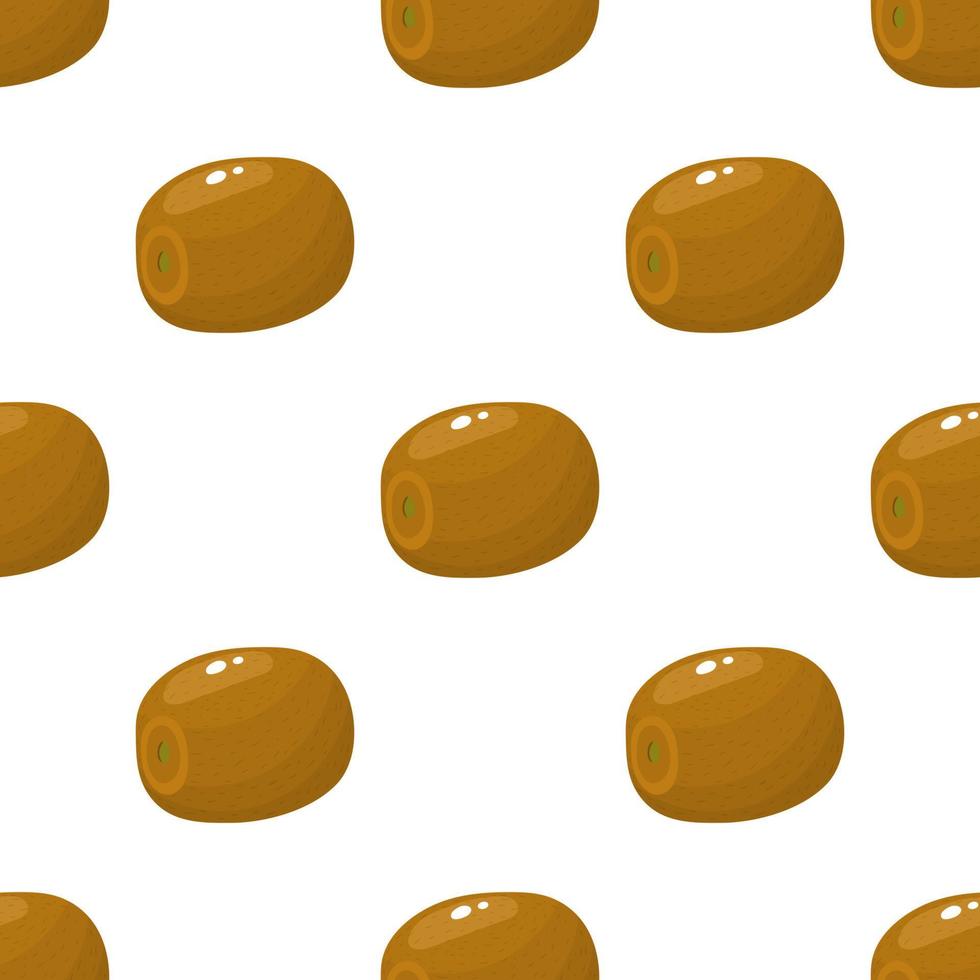 Seamless pattern with fresh whole kiwi fruit on white background. Summer fruits for healthy lifestyle. Organic fruit. Cartoon style. Vector illustration for any design.