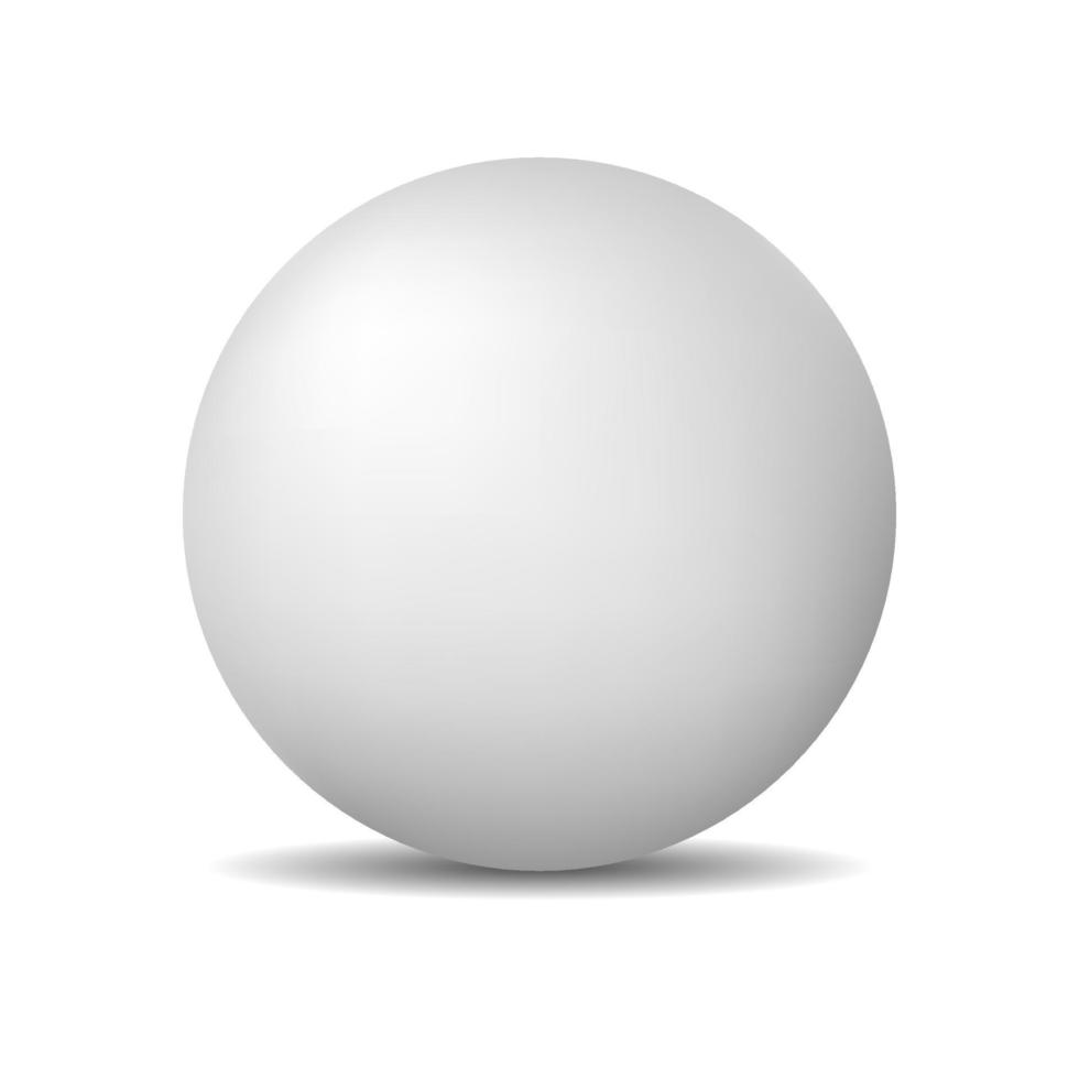White Round Sphere or Ball. Realistic Matte Pearl or Plastic Ball isolated on white background. Vector Illustration for Your Design.