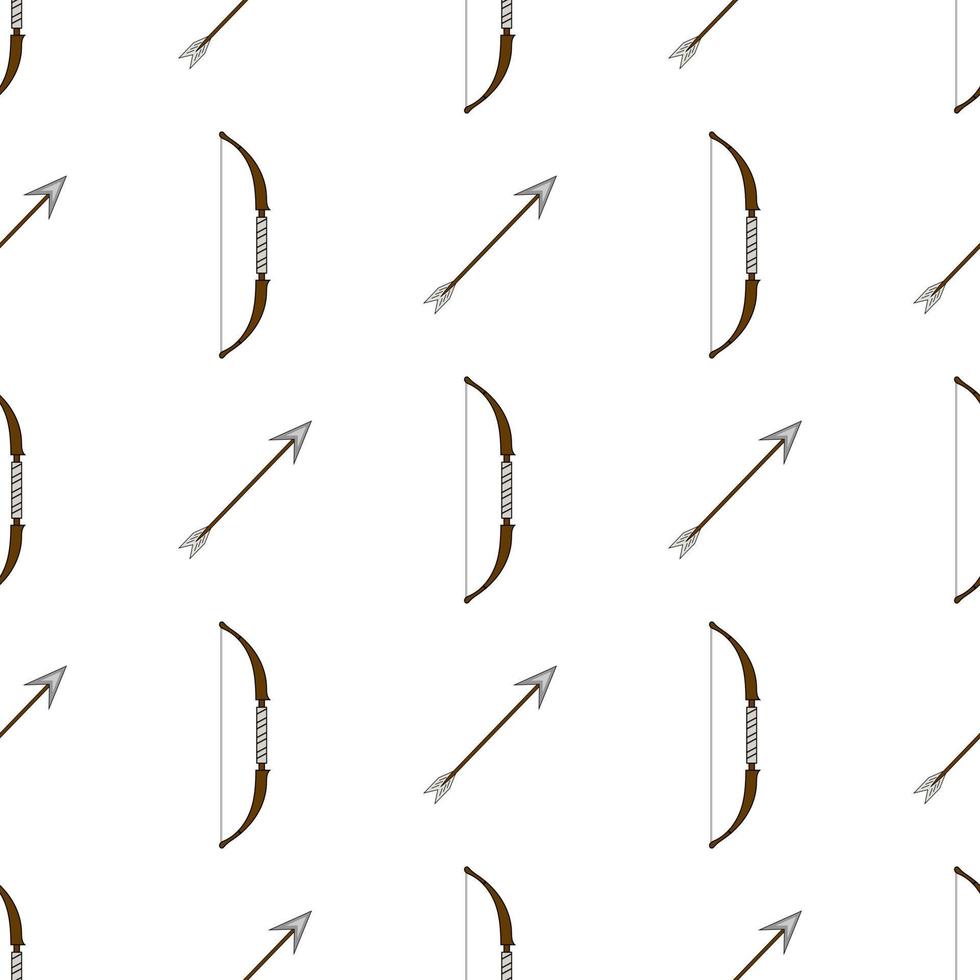 Seamless pattern with bow weapon and arrows on white background. Vector illustration.
