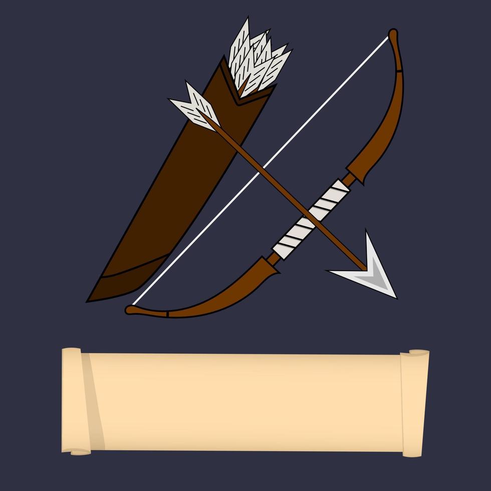Template of Game Character, Class. Ranger, Scout, Ninja Class. Attributes of ranger, scout, ninja isolated on dark background. Select your class. Vector illustration.