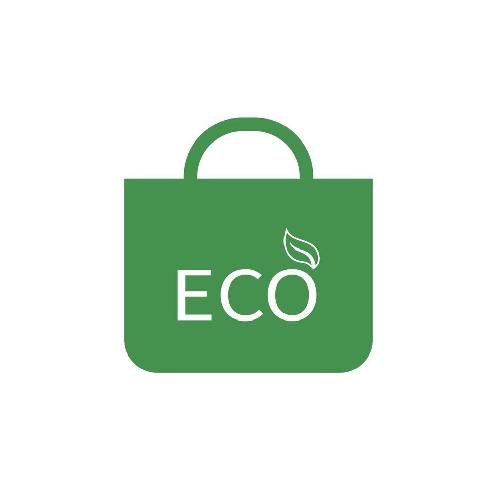 Eco shopping bag icon. Green ecological sign. Protect planet. Vector illustration for design.