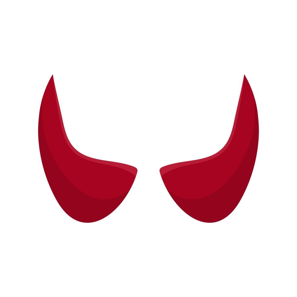 Red devil horn isolated on white background. Cartoon style. Clean and modern vector illustration for design, web.