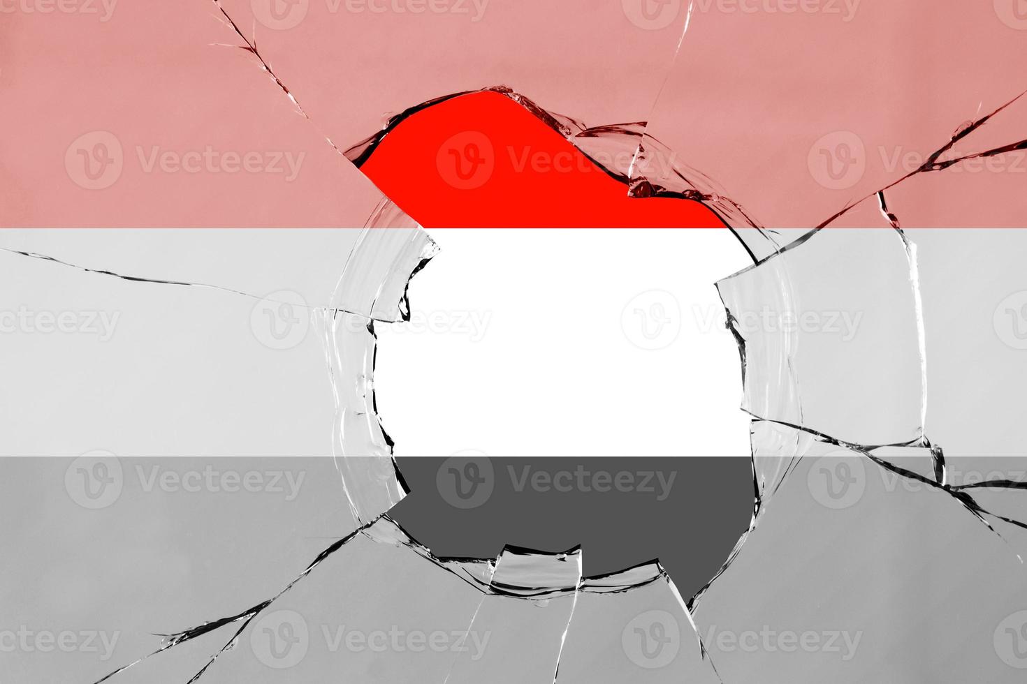 Flag of Yemen on glass photo