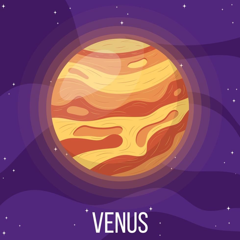 Venus planeta en el espacio. universo colorido con venus. ilustración de vector de estilo de dibujos animados para cualquier diseño.