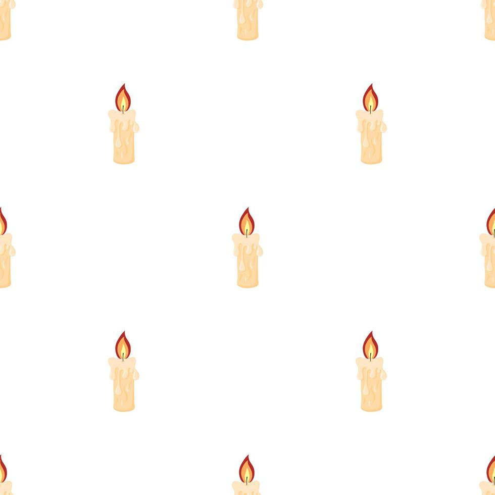 patrón impecable con velas encendidas de cera de parafina sobre fondo blanco. estilo de dibujos animados ilustración vectorial vector