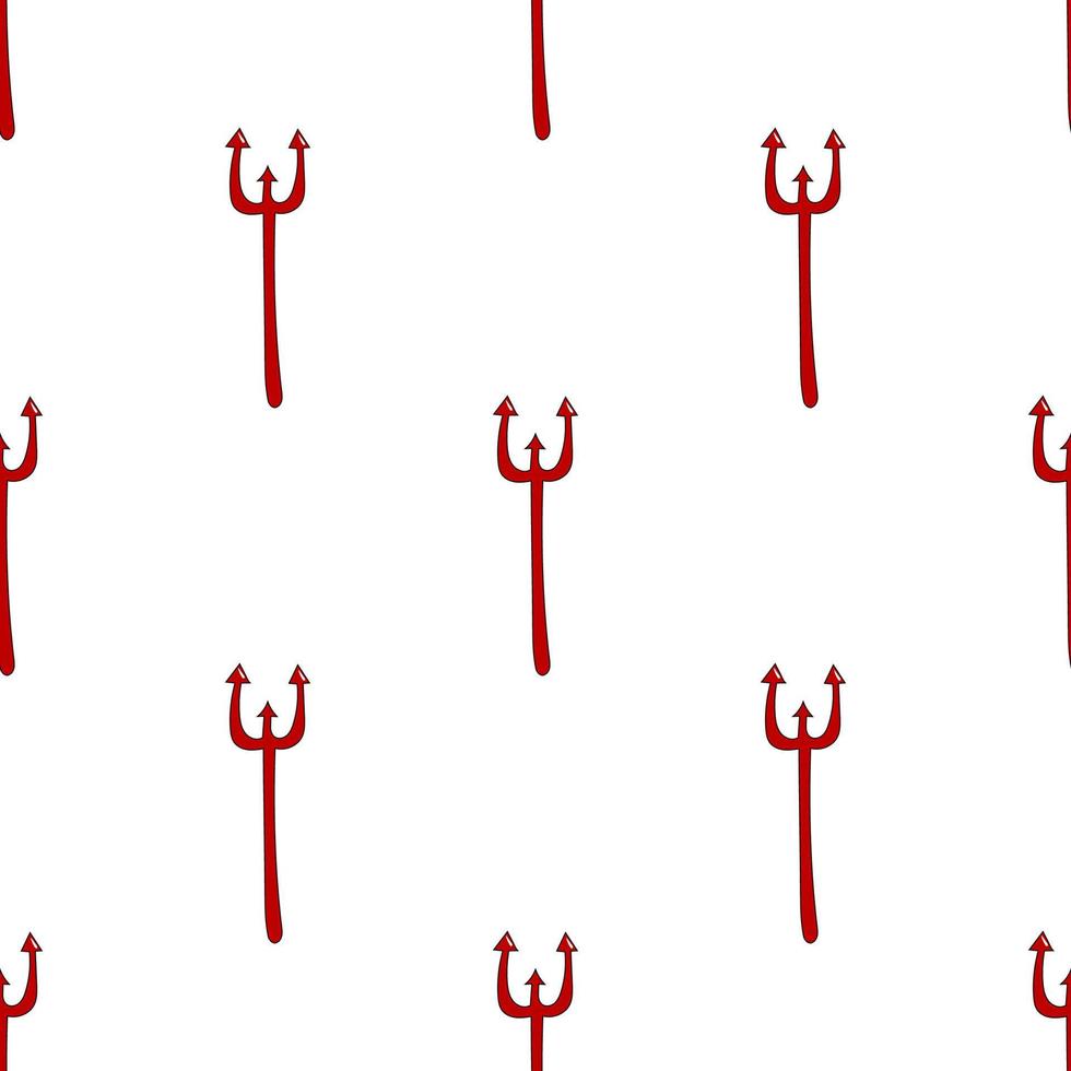 Seamless pattern with red devil tridents. Hell concept. Vector illustration.