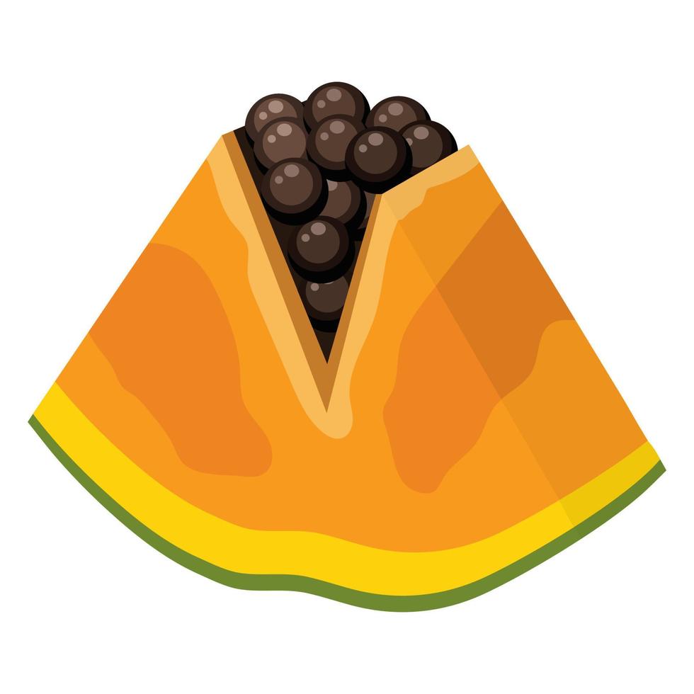 Fruta de papaya cortada exótica brillante fresca aislada sobre fondo blanco. frutas de verano para un estilo de vida saludable. fruta organica estilo de dibujos animados ilustración vectorial para cualquier diseño. vector