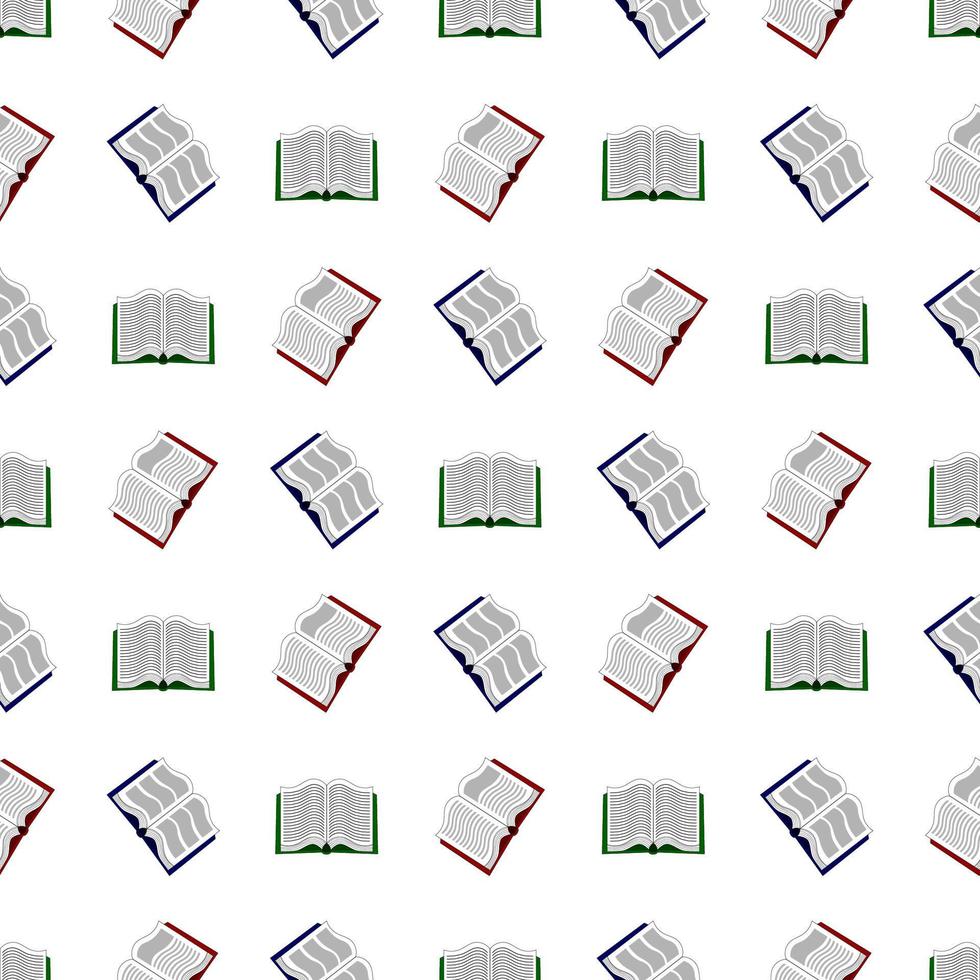 Seamless pattern with different books on white background. Vector illustration.