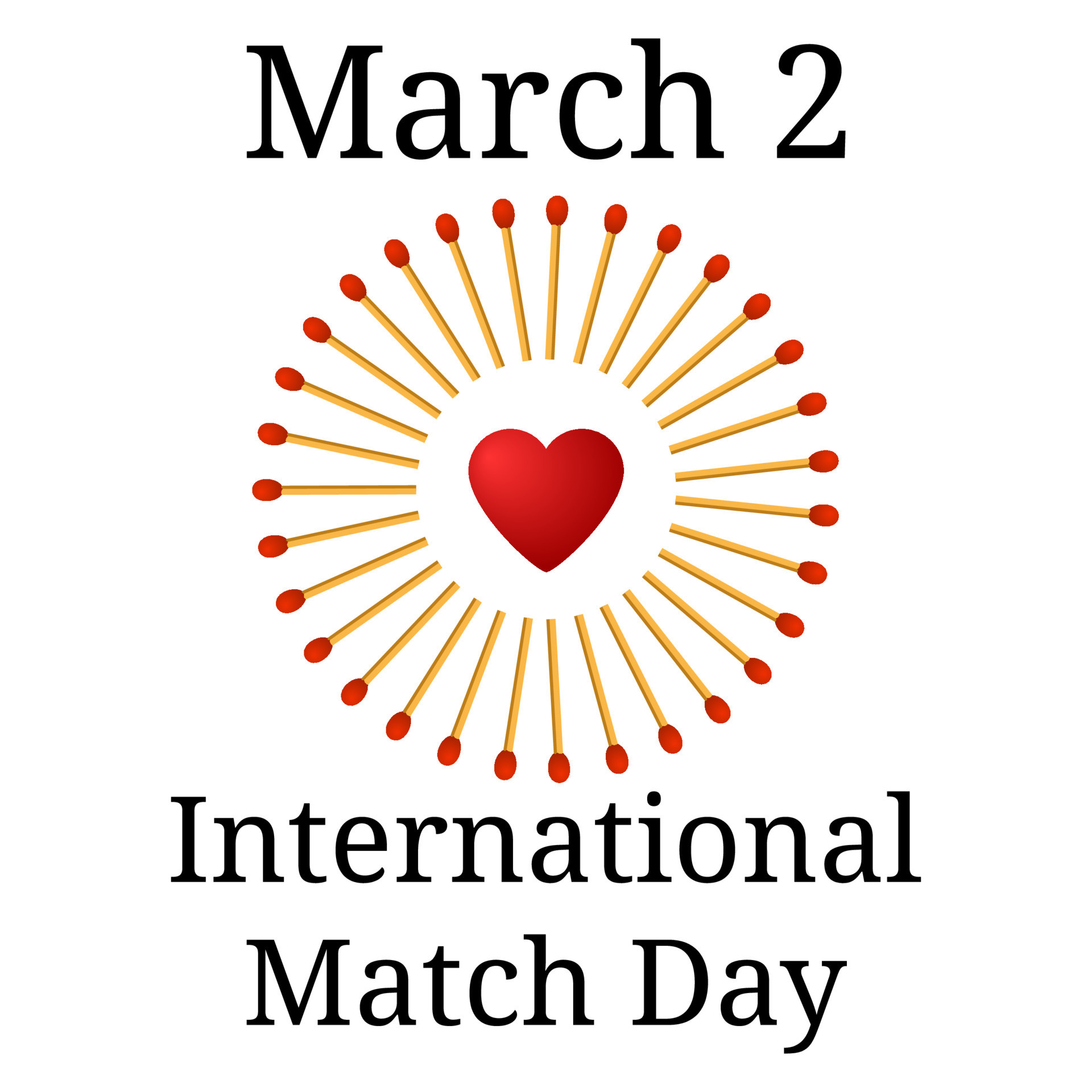 International Match Day. March 2. Frame from matchs with red heart