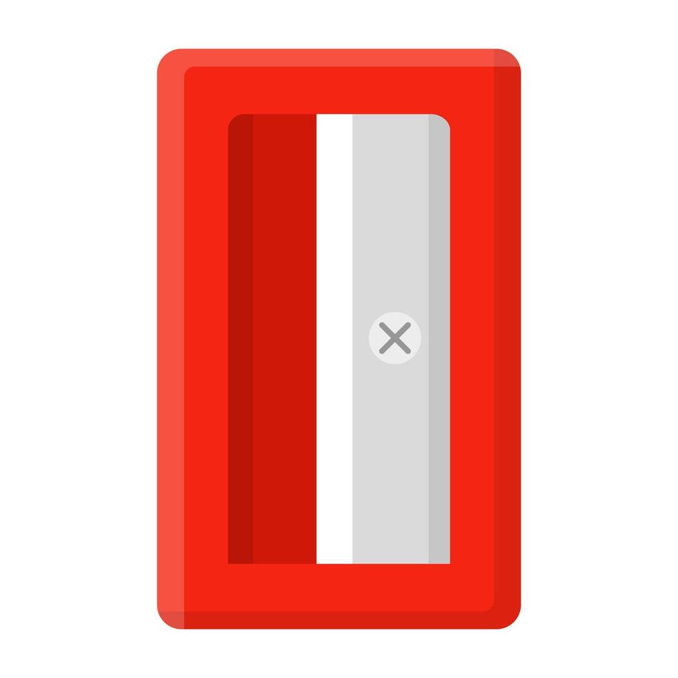 Pencil red sharpener isolated on white background. Cartoon style. Vector illustration for any design.