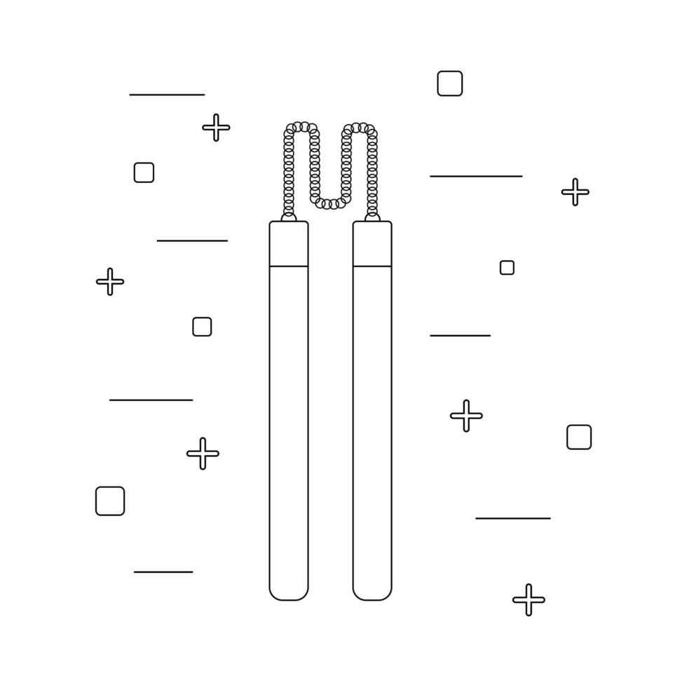 Line style icon of a nunchaku. Samurai weapon. Ninja equipment. Logo, emblem. Clean and modern vector illustration for design, web.