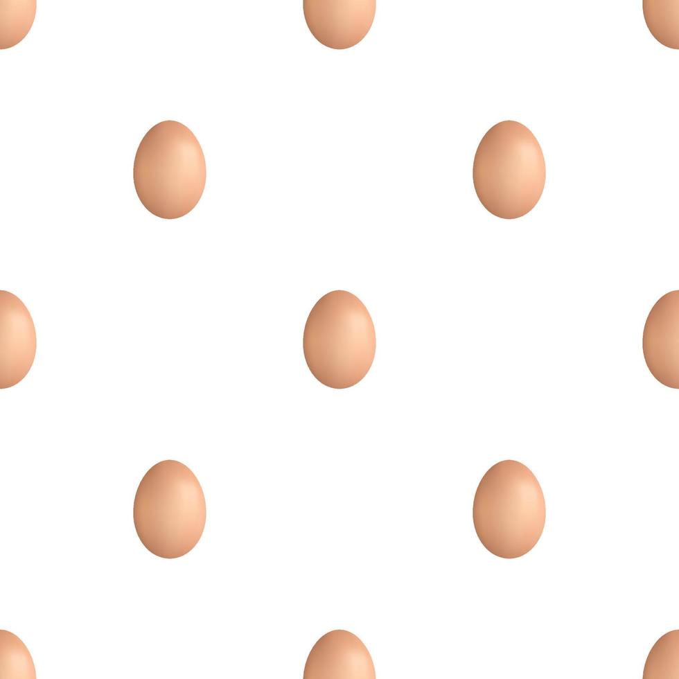 Seamless pattern with realisitic brown egg on white background. Chicken egg. Vector illustration for design, wrapping paper, fabric.