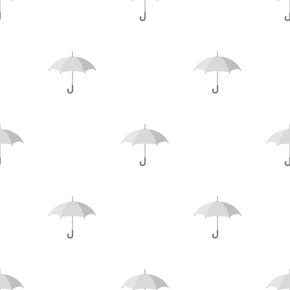 Seamless pattern with white umbrella icon on white background. Vector illustration for design, web, wrapping paper, fabric, wallpaper.