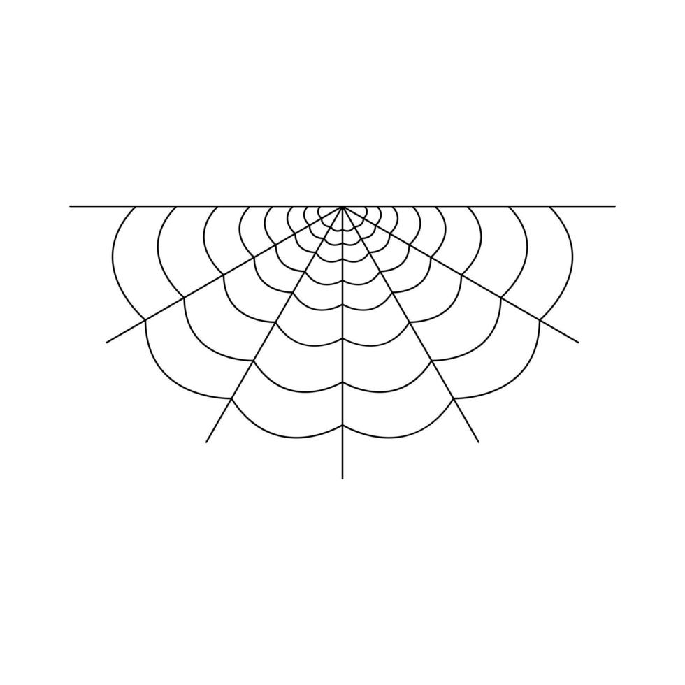 Half spider web isolated on white background. Halloween spiderweb element. Cobweb line style. Vector illustration for any design.