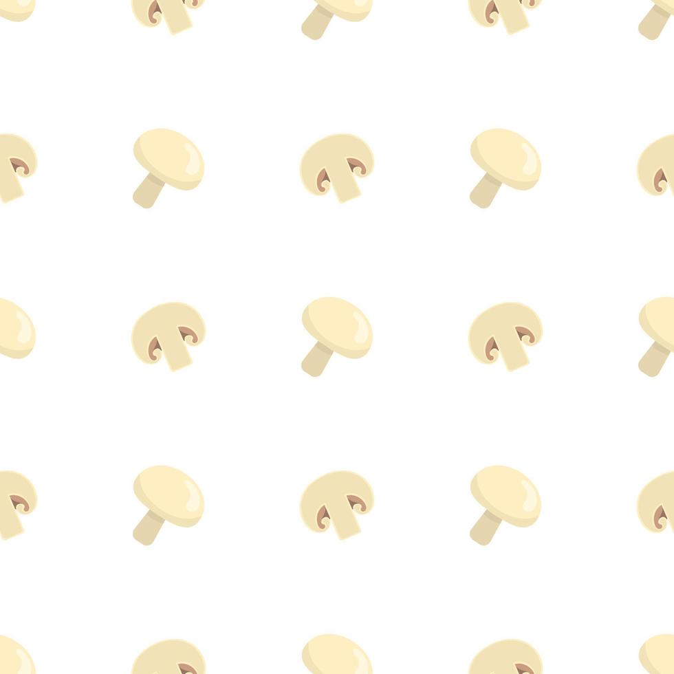Seamless pattern with fresh champignons. Organic food. Cartoon style. Vector illustration for design, web, wrapping paper, fabric, wallpaper.