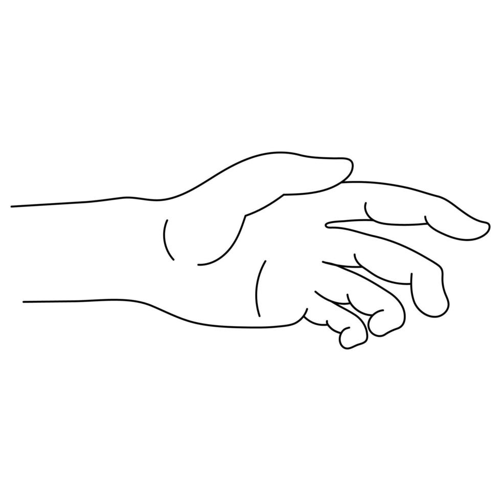 Helping Hand Icon in outline style isolated on white background. Part of Body Symbol. Vector illustration for Your Design.