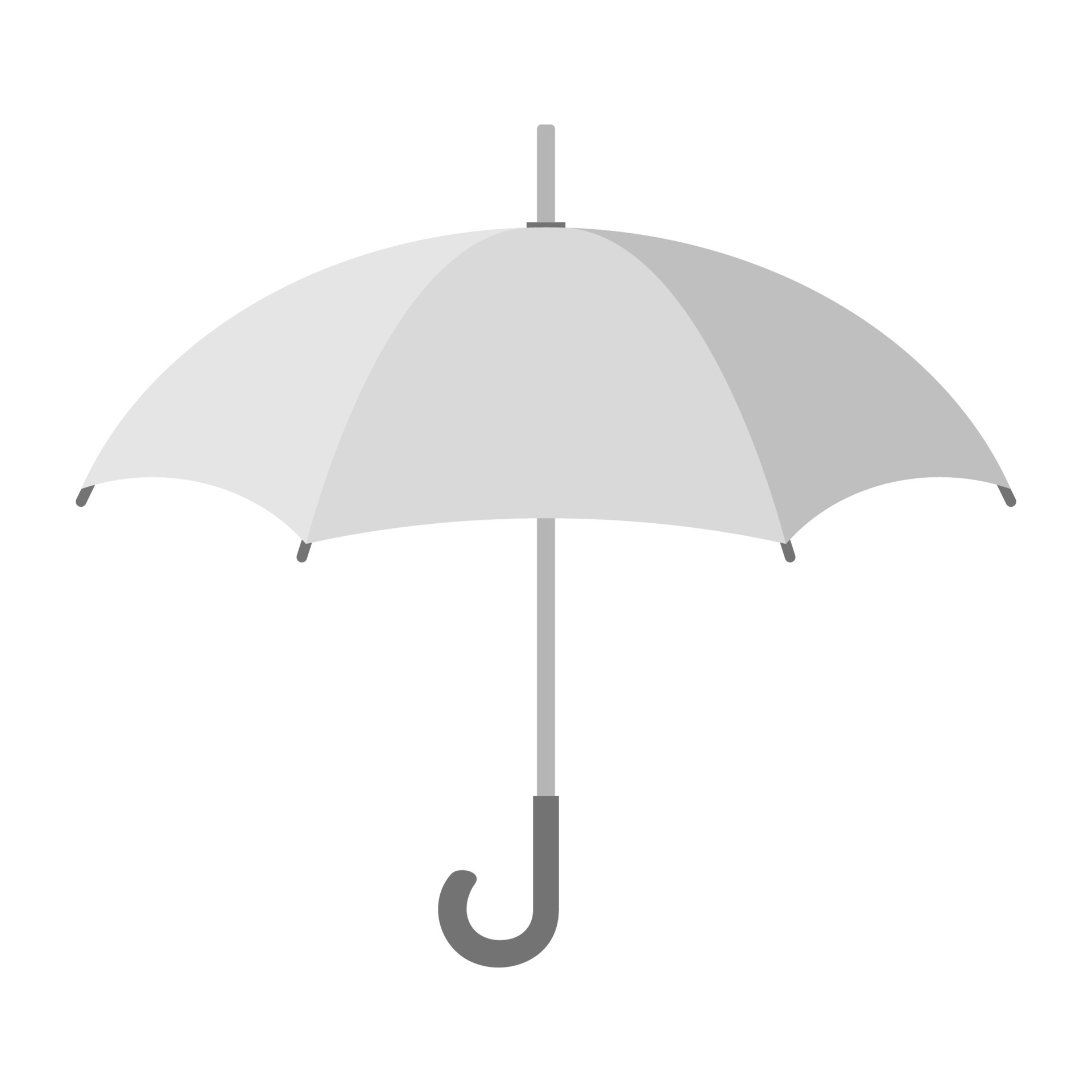 White Umbrella Icon. White Umbrella isolated on white background. Flat