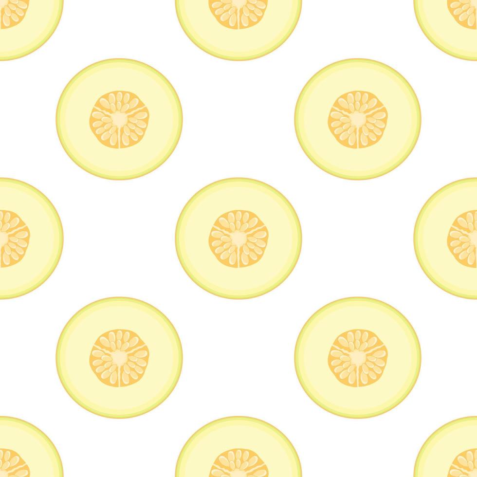 patrón sin costuras con fruta fresca de medio melón sobre fondo blanco. melón dulce. frutas de verano para un estilo de vida saludable. fruta organica estilo de dibujos animados ilustración vectorial para cualquier diseño. vector