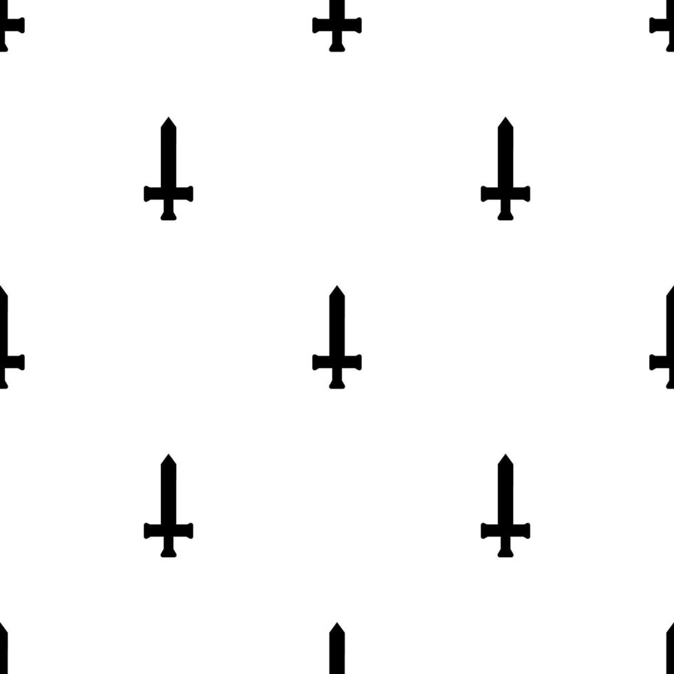 Seamless pattern with simple sword icons. Black silhouette of knife. Vector illustration for design, web, wrapping paper, fabric, wallpaper