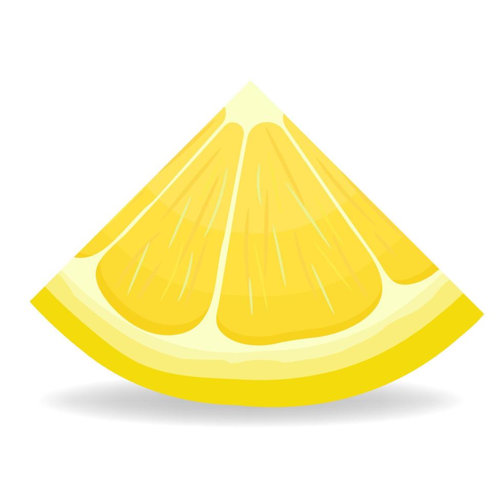 Fruta de limón cortada exótica brillante fresca aislada sobre fondo blanco. frutas de verano para un estilo de vida saludable. fruta organica estilo de dibujos animados ilustración vectorial para cualquier diseño. vector