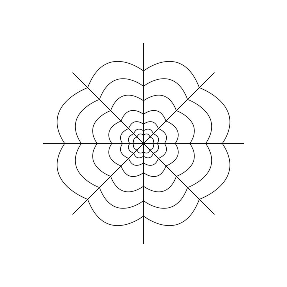 Round whole spider web isolated on white background. Halloween spiderweb element. Cobweb line style. Vector illustration for any design.