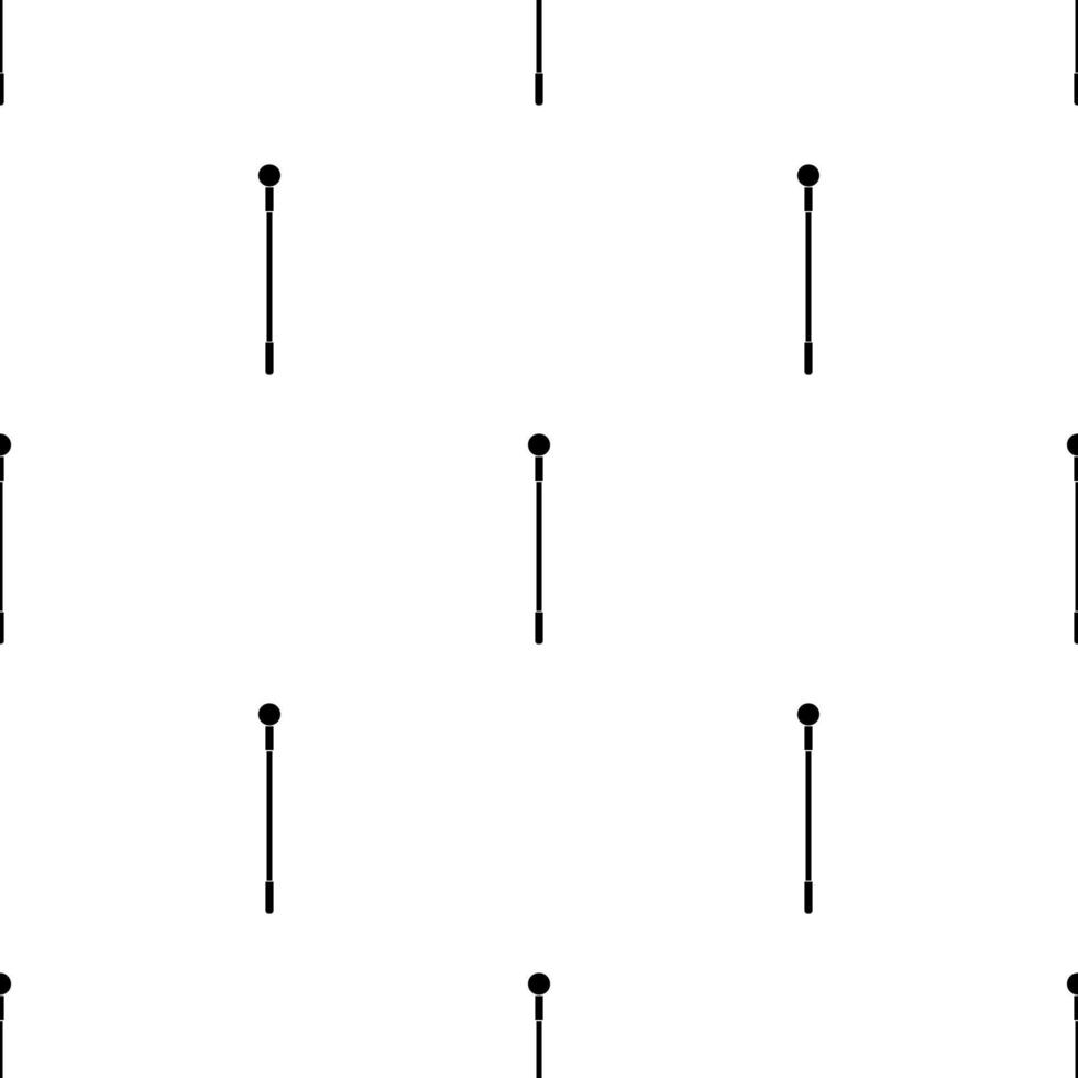 Seamless pattern with black magic staff icon on white background. Magic wand, scepter, stick, rod. Vector illustration.