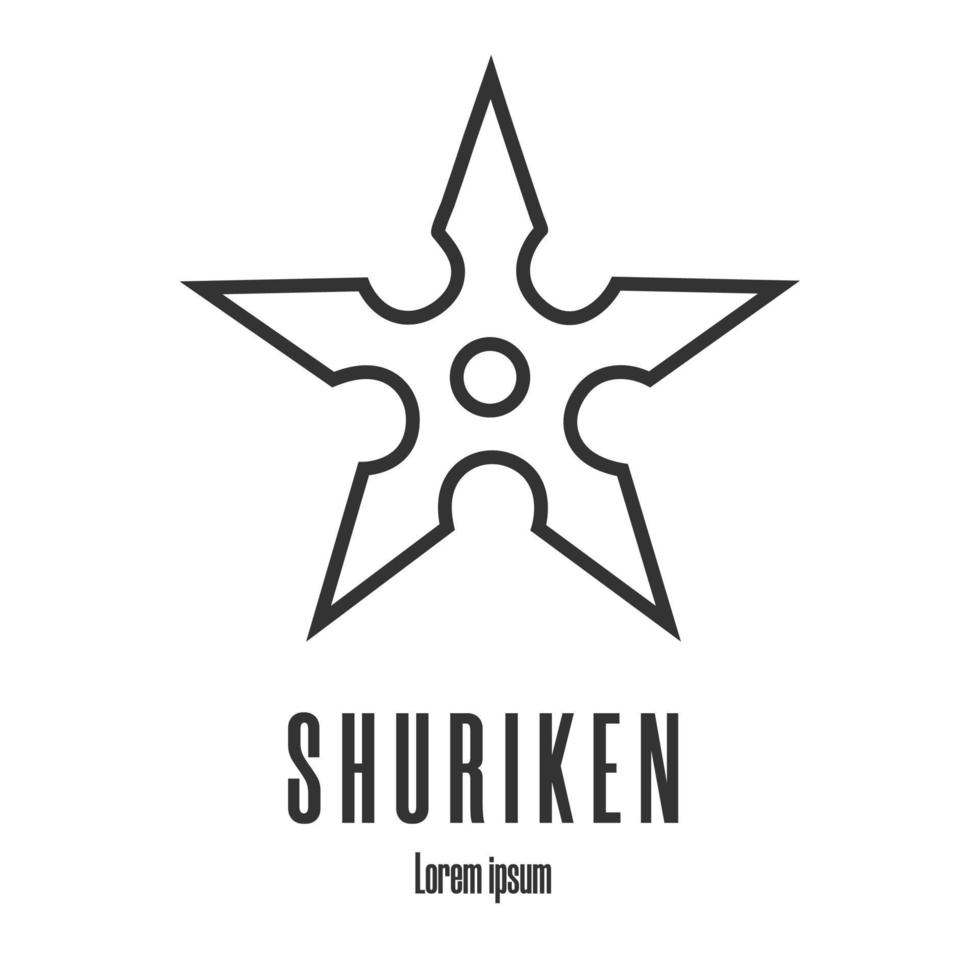 Line style icon of a shuriken. Ninja weapon. Logo, emblem. Clean and modern vector illustration for design, web.