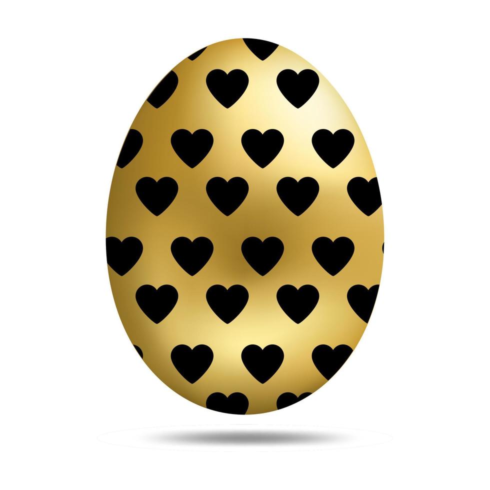 Vector Easter Golden Egg isolated on white background. Colorful Egg with Dots Pattern. Realistic Style. For Greeting Cards, Invitations. Vector illustration for Your Design, Web.