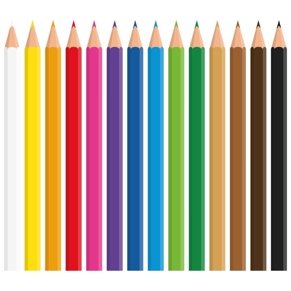 conjunto de lápices de colores aislado sobre fondo blanco. estilo de dibujos animados ilustración vectorial para cualquier diseño. vector