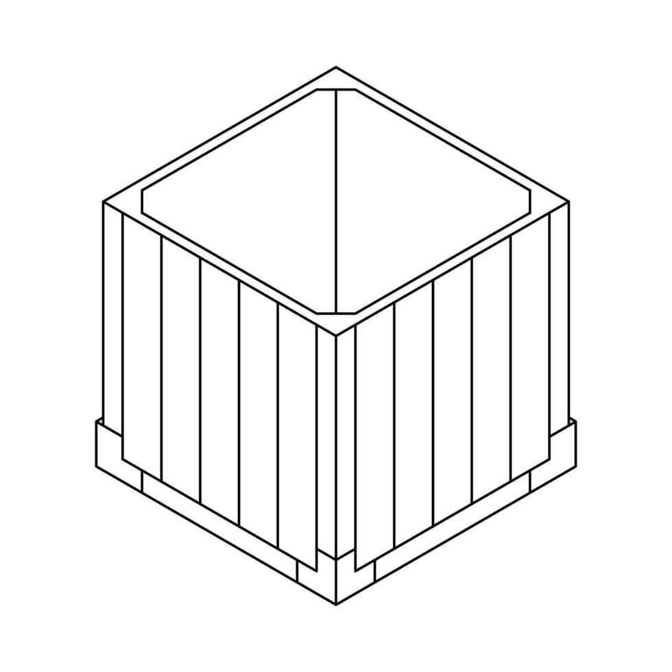 Outline open air drop box from the game PlayerUnknowns Battlegrounds. PUBG. Isometric container. Battle royal concept. Clean and modern vector illustration for design, web.