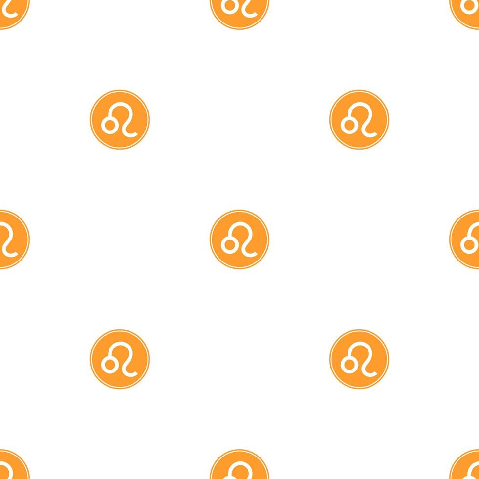 Seamless pattern with leo zodiac sign. Astrological, horoscope sign. Zodiac symbol. Fire element. Sticker. Vector illustration for design, web, wrapping paper, fabric, wallpaper.