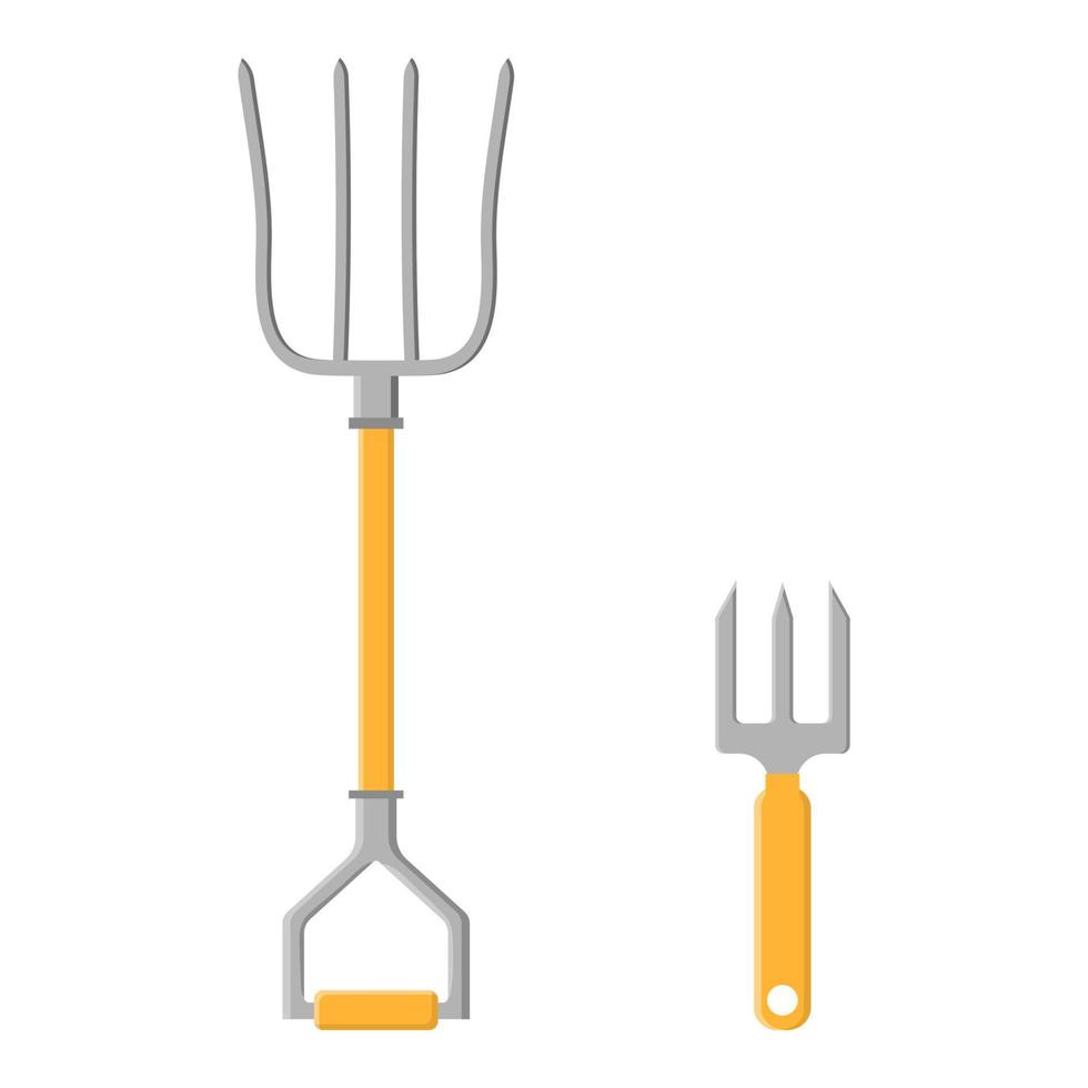 Set of cartoon pitchfork icons isolated on white background. Gardening tools. Vector illustration in cartoon style for your design