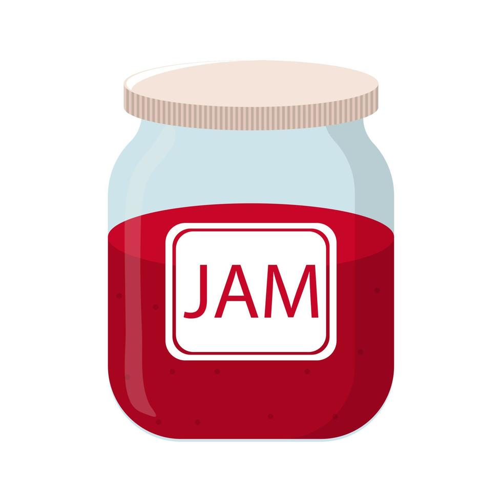 Vector Jam Jar isolated on white backgroud. Natural Healthy Food Production Jam. Vector illustration for Your Design.