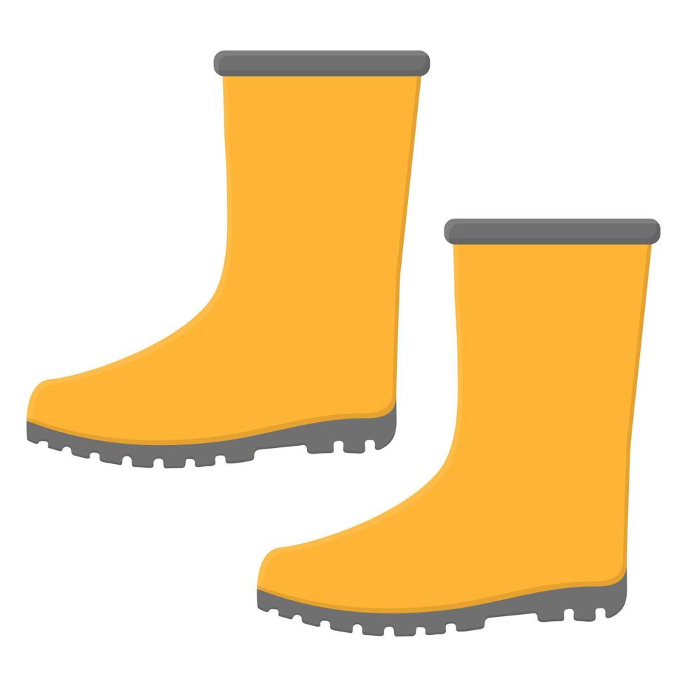 botas de goma amarillas aisladas sobre fondo blanco. ilustración vectorial en estilo de dibujos animados para su diseño. vector