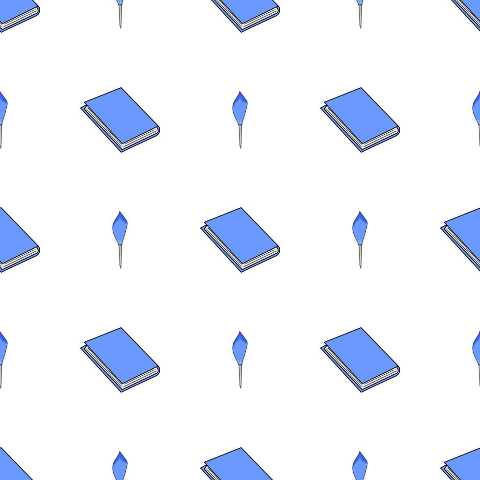de patrones sin fisuras con libros azules y plumas sobre fondo blanco. ilustración vectorial vector
