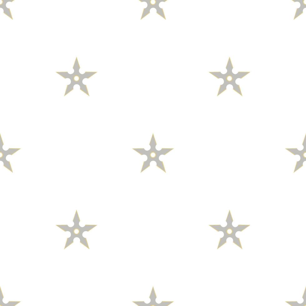 Seamless pattern with shurikens. Ninja weapon. Samurai equipment. Cartoon style. Vector illustration for design, web, wrapping paper, fabric, wallpaper.